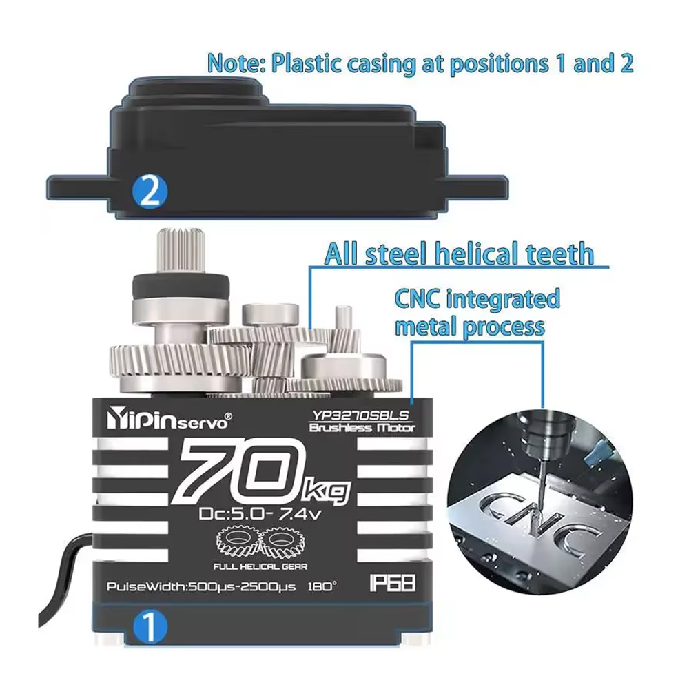 1/2PCS 70KG Large Torque Brush - Servo Metal Gear review and price