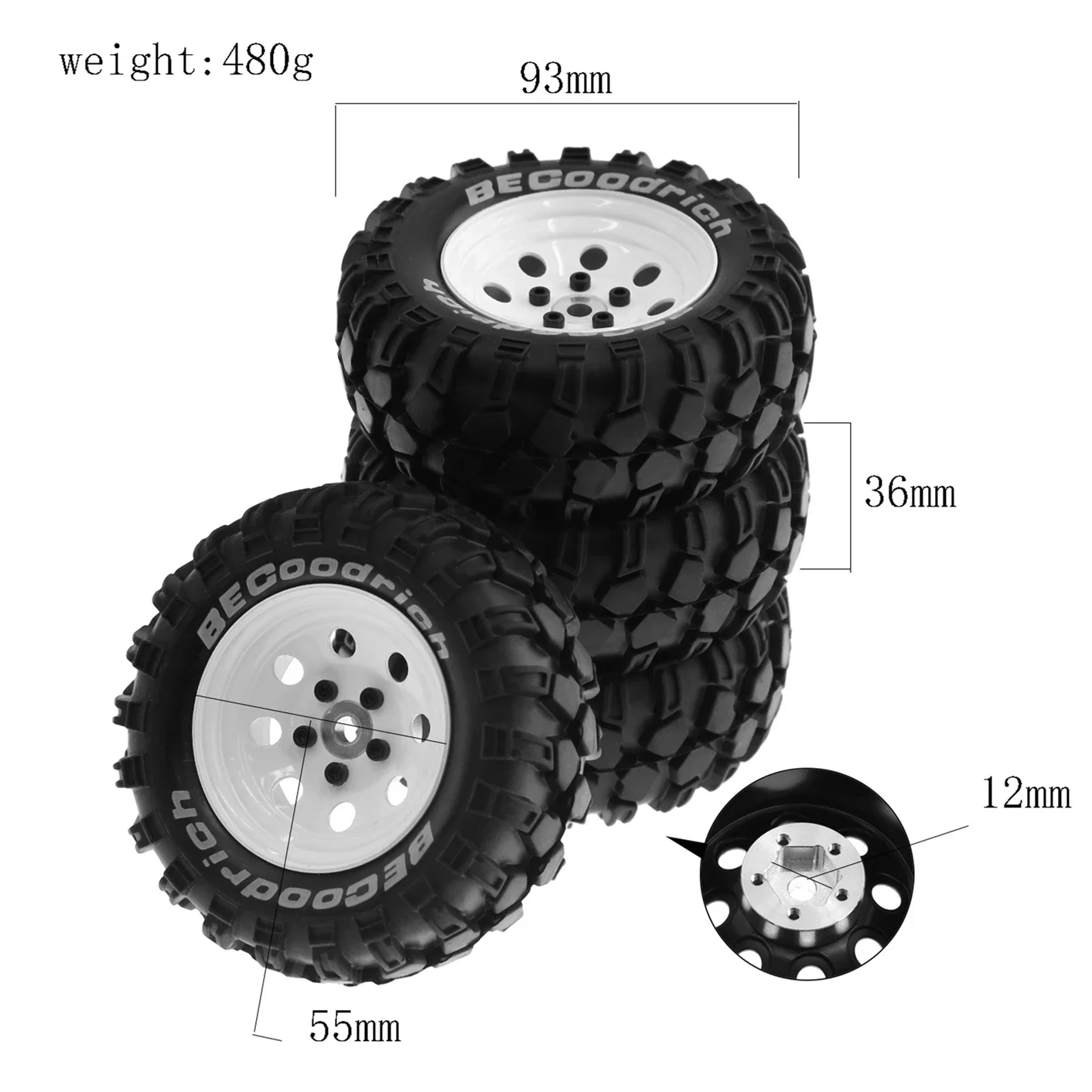 4pcs 93mm Metal 1.9